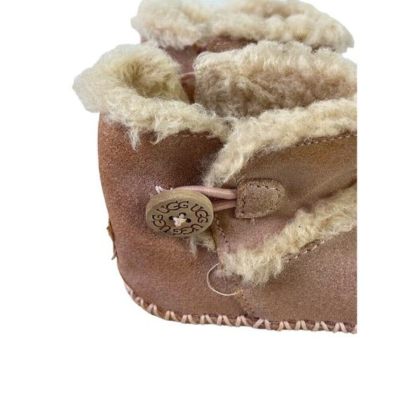 Ugg Lemmy 1012146I Baby Girl Pink Moccasisn Shearling Lined Suede Boots 4 / 5 - Picture 14 of 16